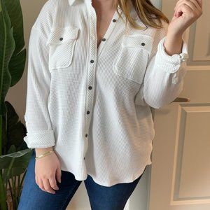 White Aerie Lumberjane Waffle Knit Shirt - M fits like XL